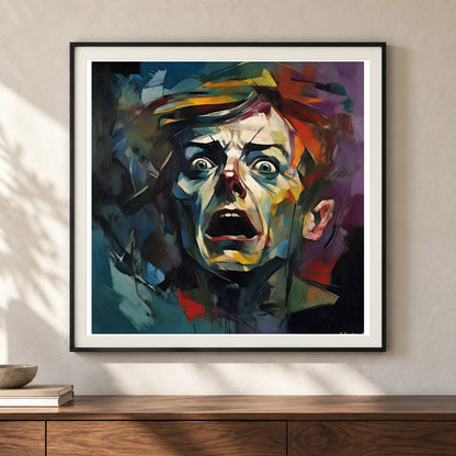 Emotive Abyss Abstract Expressionist Painting II shown in a styled interior