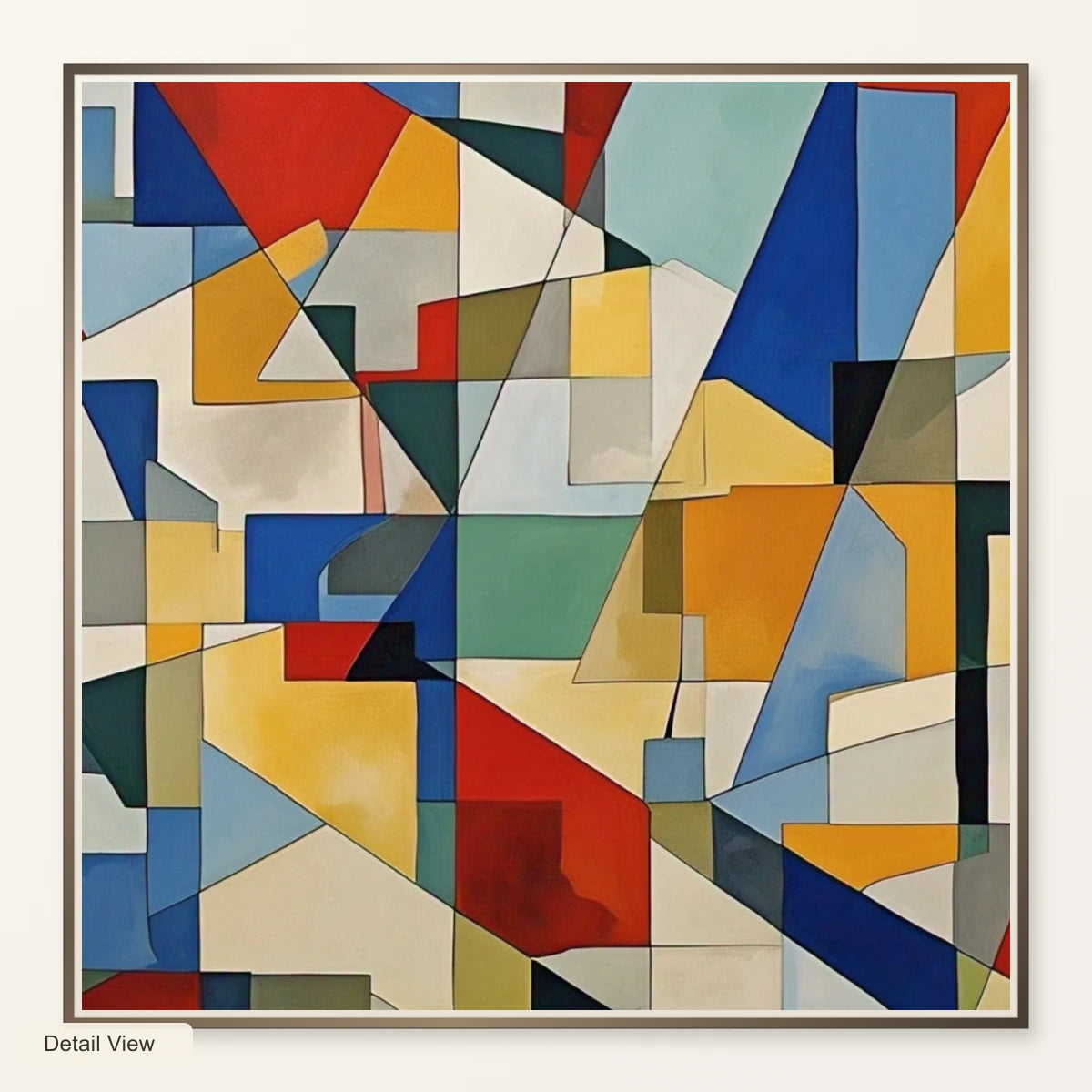 Fractured Symmetry Geometric Abstract Painting Featuring Fragmented artwork detail view
