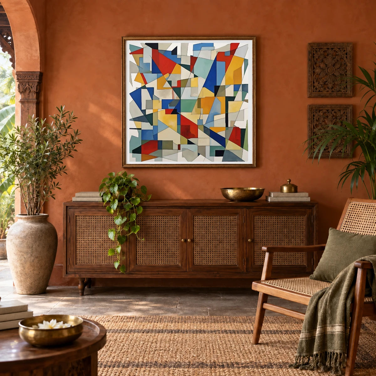 Fractured Symmetry Geometric Abstract Painting Featuring Fragmented abstract art print by SaamCrafts