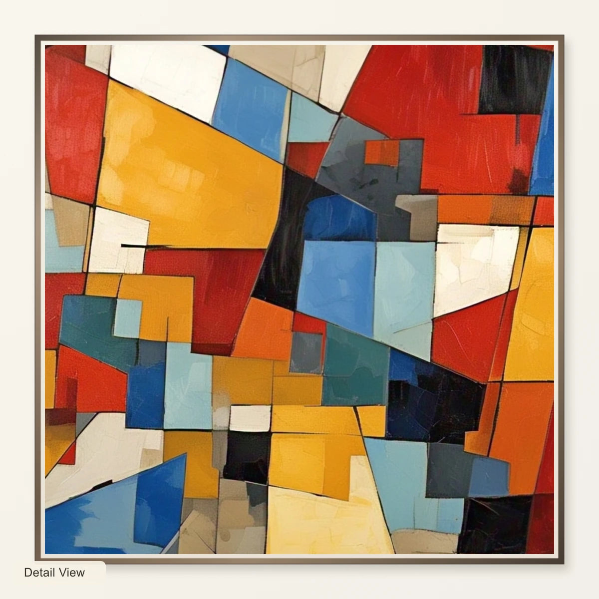 Fractured Symmetry Geometric Abstract Painting Featuring Fragmented III artwork detail view