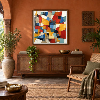 Fractured Symmetry Geometric Abstract Painting Featuring Fragmented III abstract art print by SaamCrafts