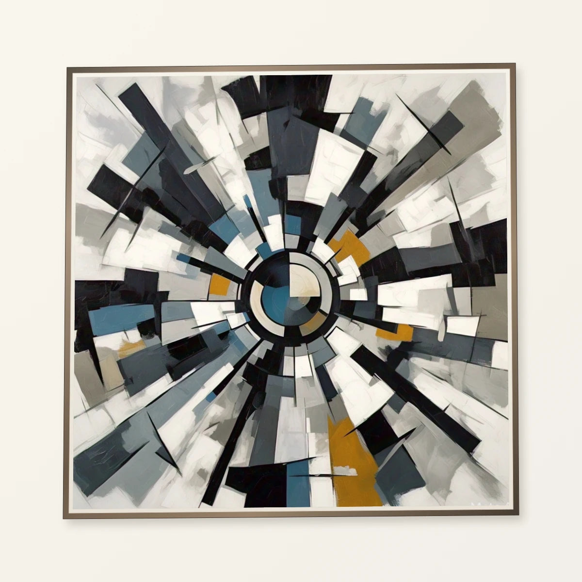 Fractured Symmetry Geometric Abstract Painting Featuring Fragmented IV abstract art print by SaamCrafts