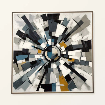 Fractured Symmetry Geometric Abstract Painting Featuring Fragmented IV abstract art print by SaamCrafts