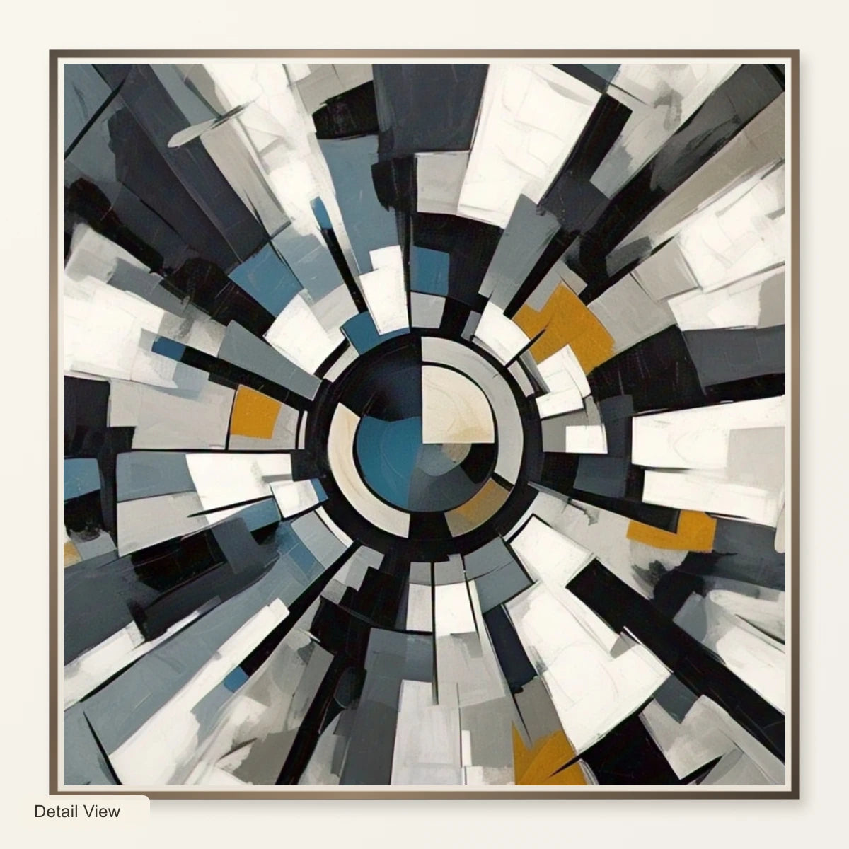 Fractured Symmetry Geometric Abstract Painting Featuring Fragmented IV artwork detail view