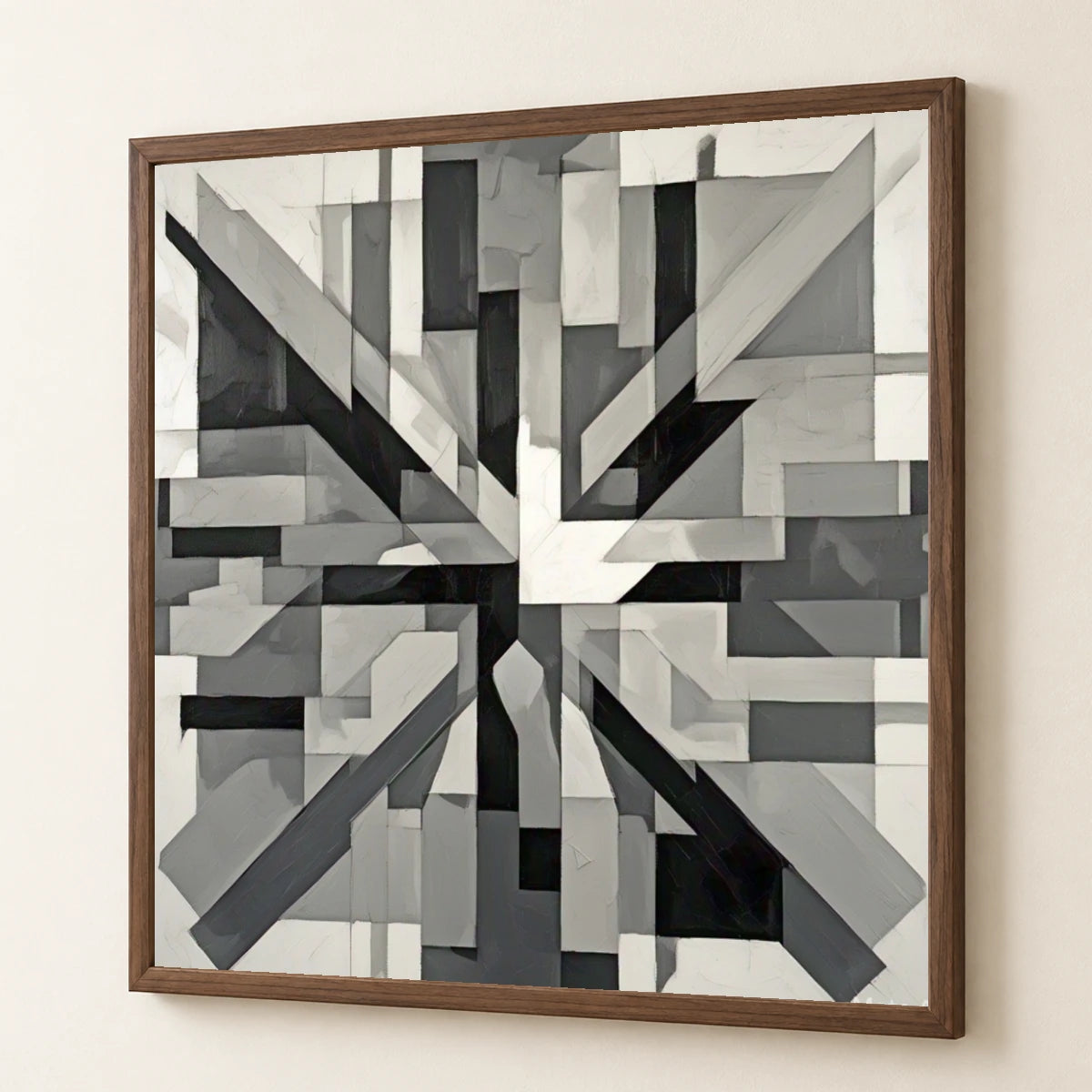 Fractured Symmetry Geometric Abstract Painting Featuring Fragmented V abstract art print by SaamCrafts
