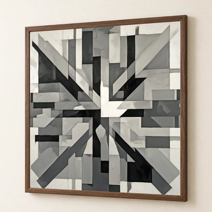 Fractured Symmetry Geometric Abstract Painting Featuring Fragmented V abstract art print by SaamCrafts
