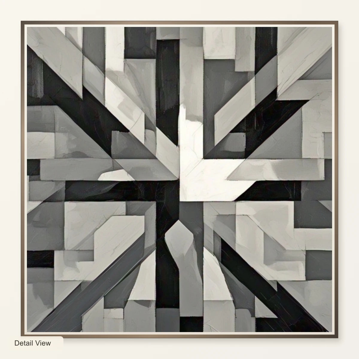 Fractured Symmetry Geometric Abstract Painting Featuring Fragmented V artwork detail view