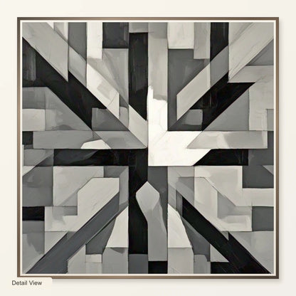 Fractured Symmetry Geometric Abstract Painting Featuring Fragmented V artwork detail view