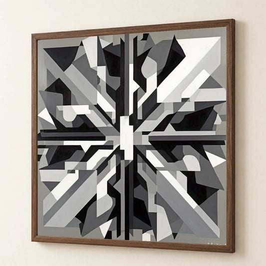 Fractured Symmetry Geometric Abstract Painting Featuring Fragmented VI abstract art print by SaamCrafts