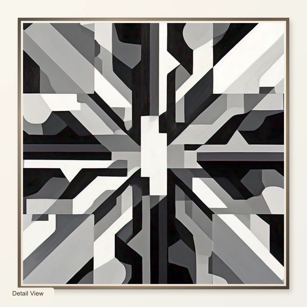 Fractured Symmetry Geometric Abstract Painting Featuring Fragmented VI artwork detail view