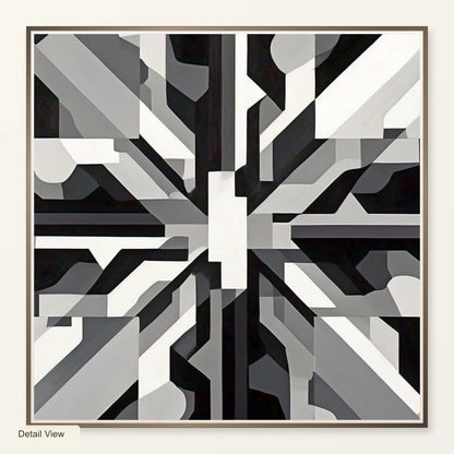 Fractured Symmetry Geometric Abstract Painting Featuring Fragmented VI artwork detail view