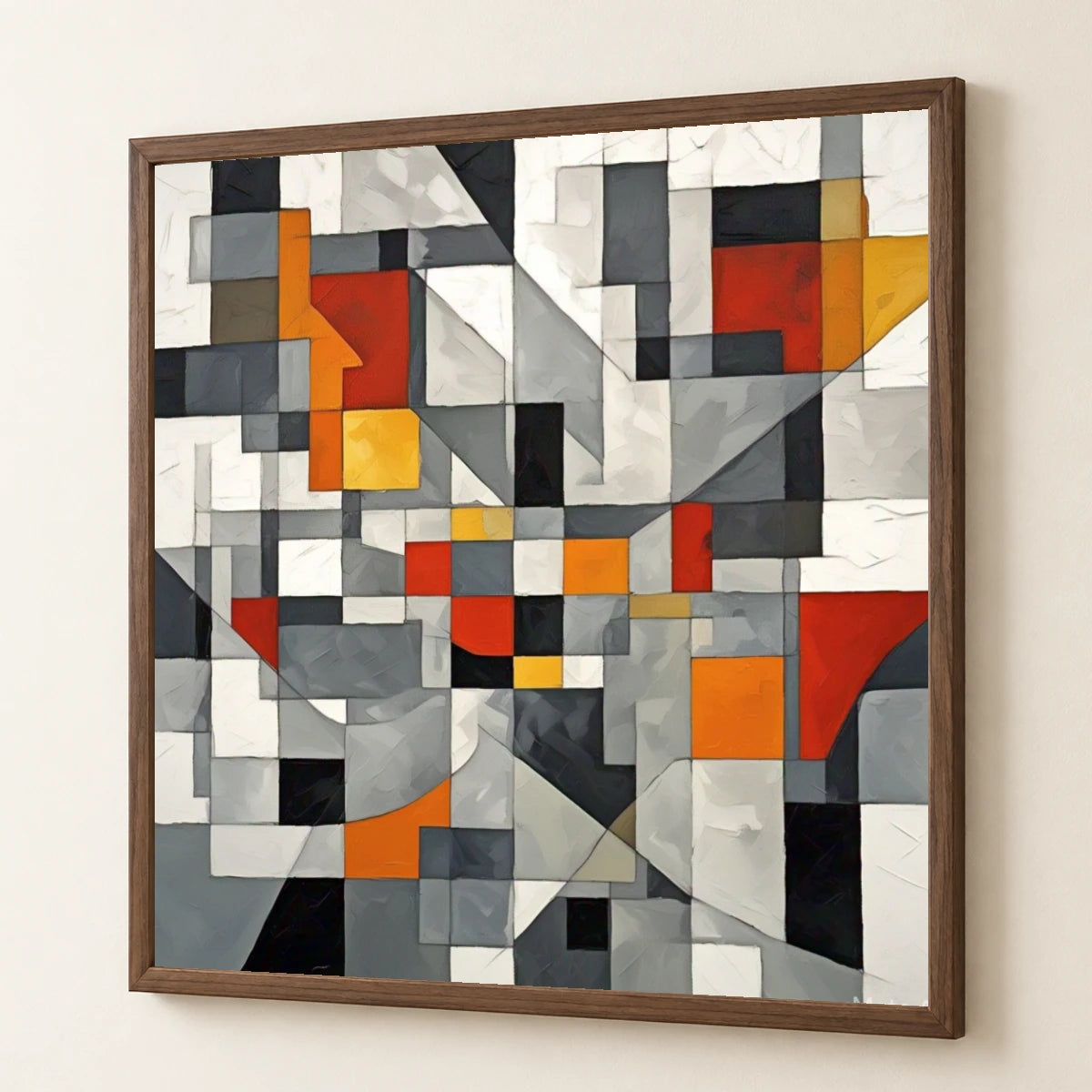 Fractured Symmetry Geometric Abstract Painting Featuring Fragmented VII abstract art print by SaamCrafts