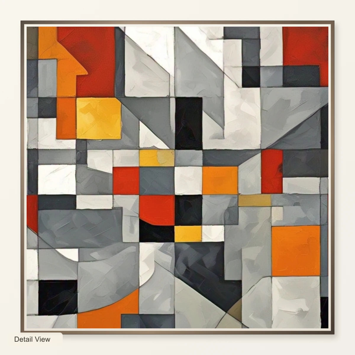 Fractured Symmetry Geometric Abstract Painting Featuring Fragmented VII artwork detail view