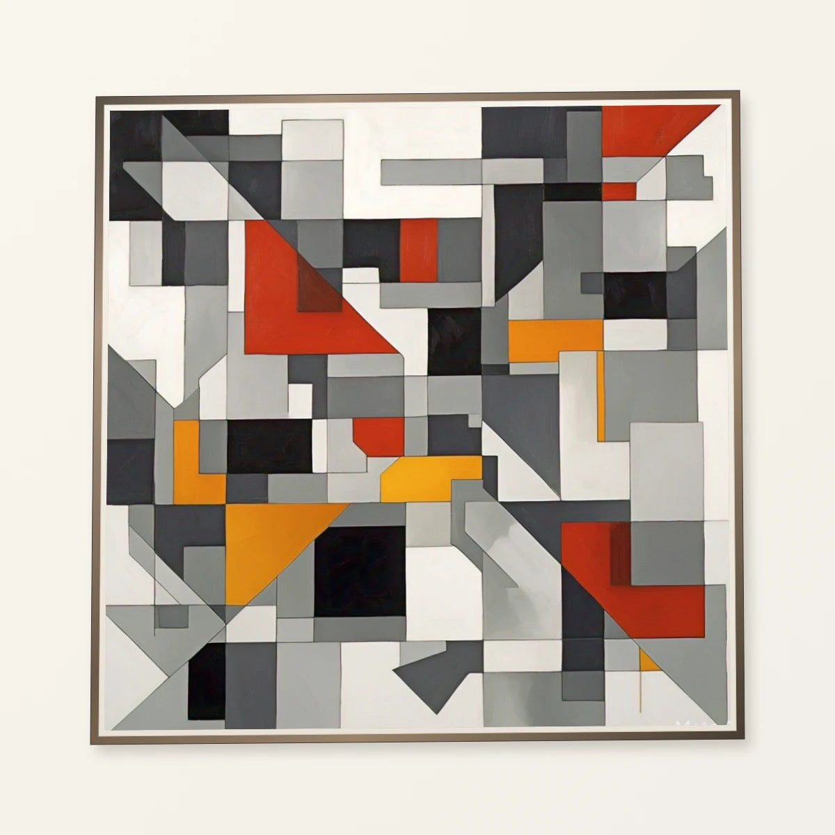 Fractured Symmetry Geometric Abstract Painting Featuring Fragmented VIII abstract art print by SaamCrafts