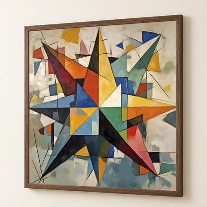 Fractured Symmetry Geometric Abstract Painting Featuring Fragmented IX abstract art print by SaamCrafts