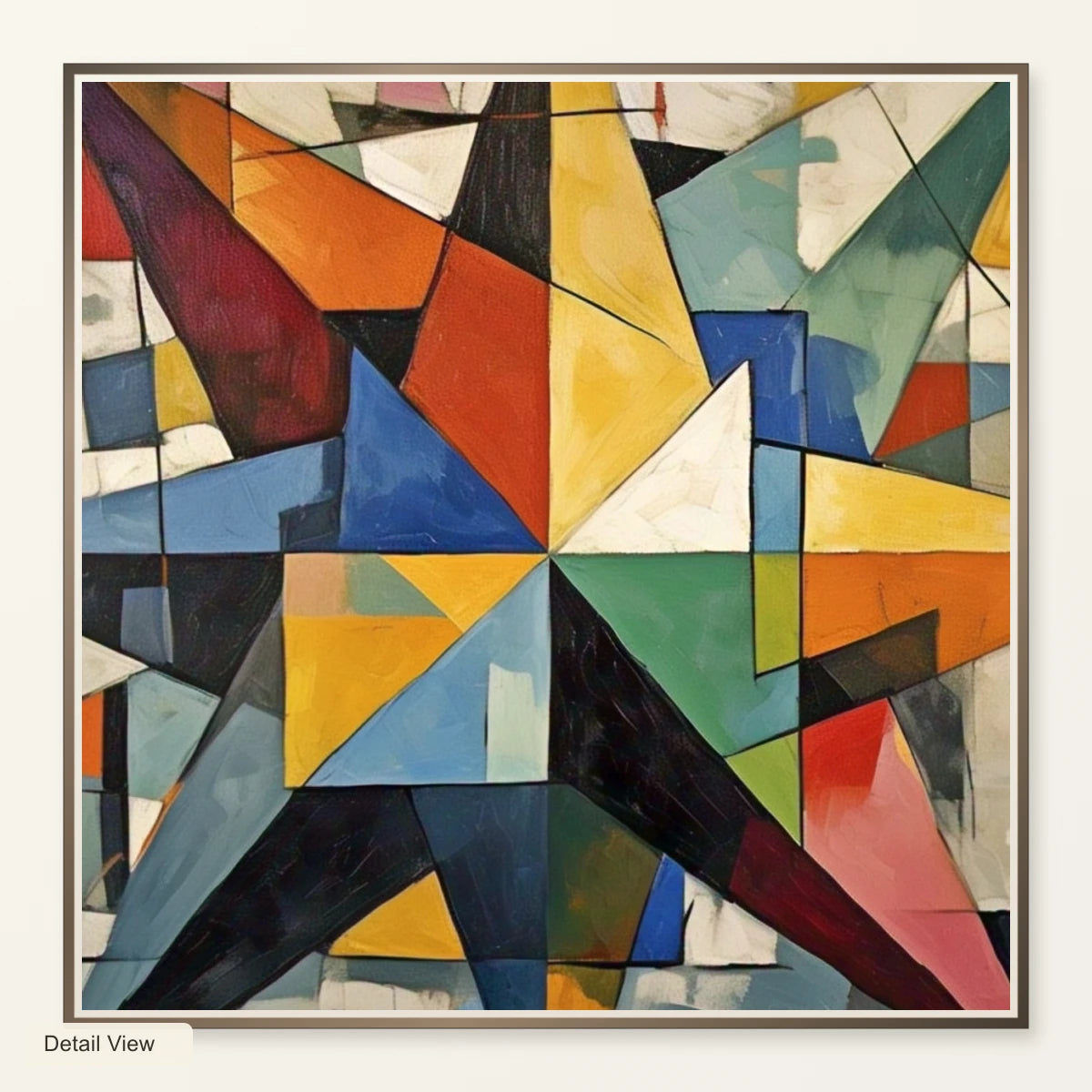 Fractured Symmetry Geometric Abstract Painting Featuring Fragmented IX artwork detail view