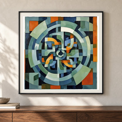 Geometric Rift Abstract Painting Geometric Shapes IV shown in a styled interior