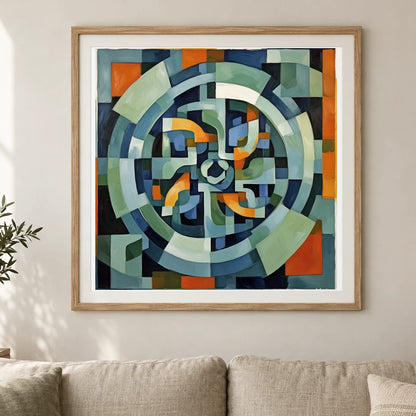Geometric Rift Abstract Painting Geometric Shapes IV shown in a styled interior