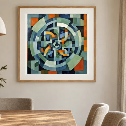 Geometric Rift Abstract Painting Geometric Shapes IV shown in a styled interior