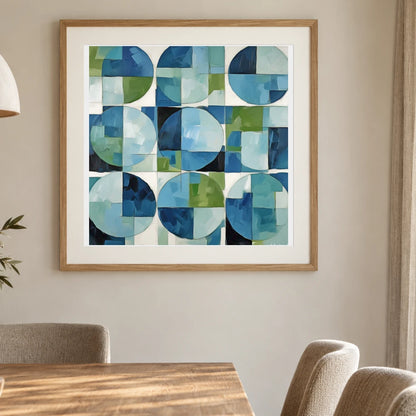 Geometric Rift Abstract Painting Geometric Shapes V shown in a styled interior