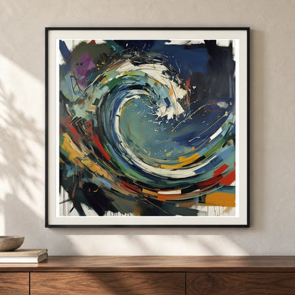 Luminescent Wave Abstract Expressionist Painting With Large shown in a styled interior