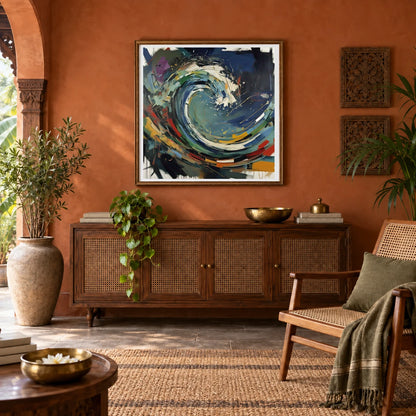 Luminescent Wave Abstract Expressionist Painting With Large abstract art print by SaamCrafts