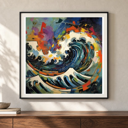 Luminescent Wave Abstract Expressionist Painting With Large II shown in a styled interior
