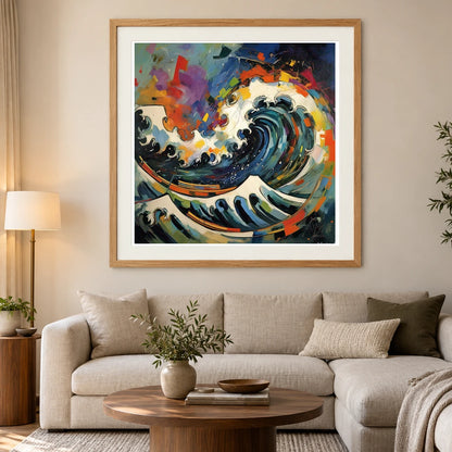Luminescent Wave Abstract Expressionist Painting With Large II abstract art print by SaamCrafts