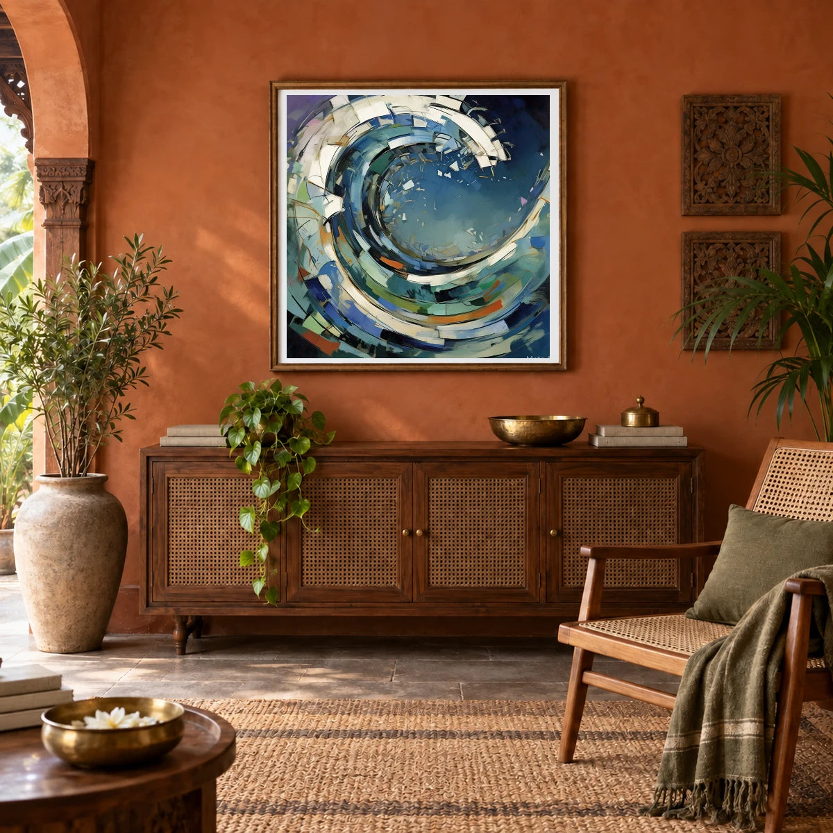 Luminescent Wave Abstract Expressionist Painting With Large III abstract art print by SaamCrafts