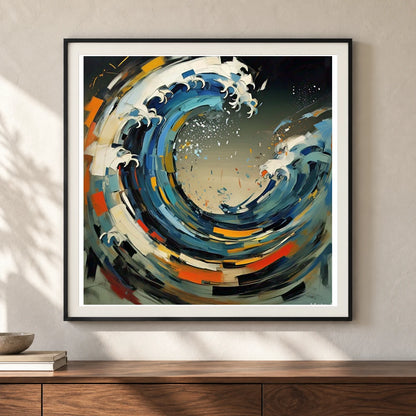 Luminescent Wave Abstract Expressionist Painting With Large IV shown in a styled interior