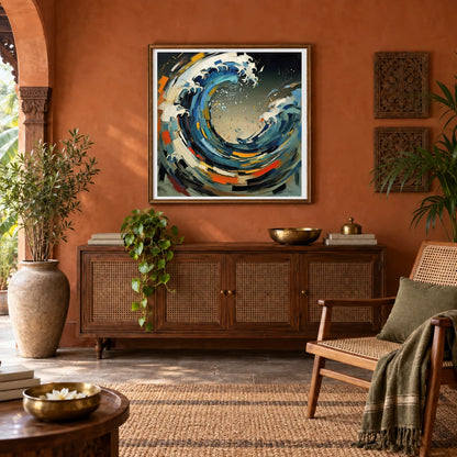 Luminescent Wave Abstract Expressionist Painting With Large IV abstract art print by SaamCrafts