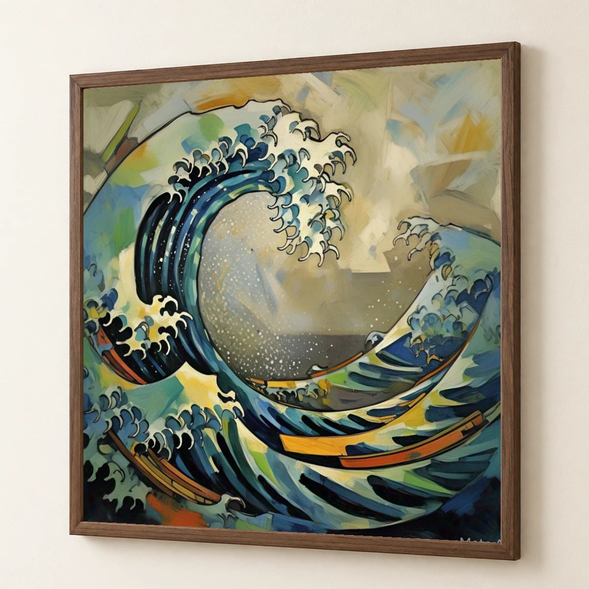 Luminescent Wave Abstract Expressionist Painting With Large V abstract art print by SaamCrafts