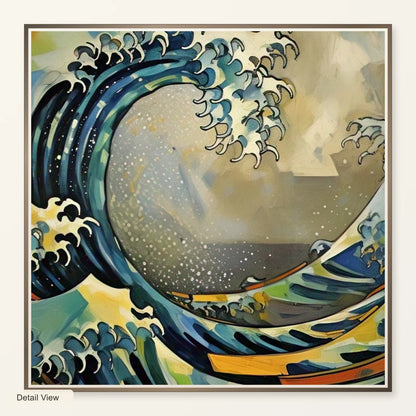 Luminescent Wave Abstract Expressionist Painting With Large V artwork detail view