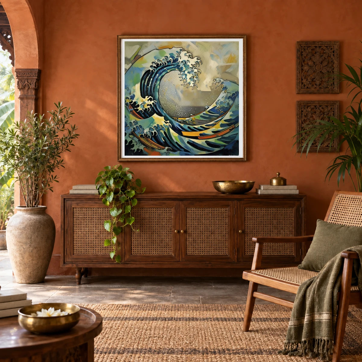 Luminescent Wave Abstract Expressionist Painting With Large V abstract art print by SaamCrafts