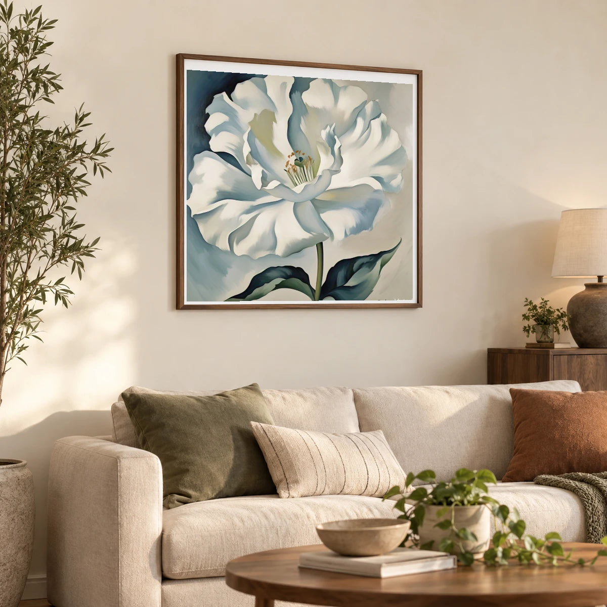 On White Ii IV shown in a styled interior