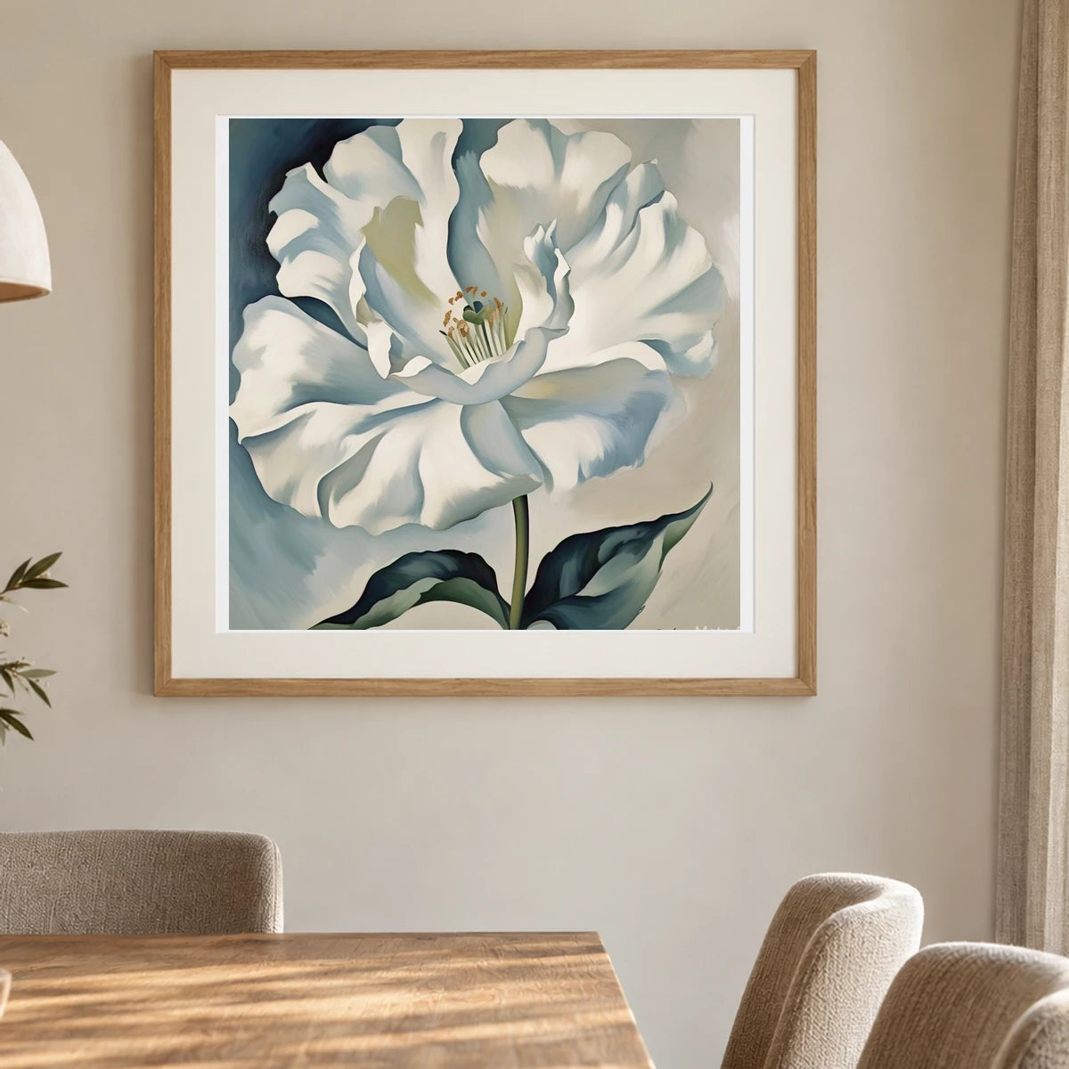 On White Ii IV shown in a styled interior