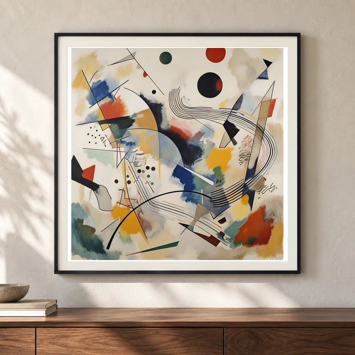 On White Ii By Wassily Kandinsky shown in a styled interior
