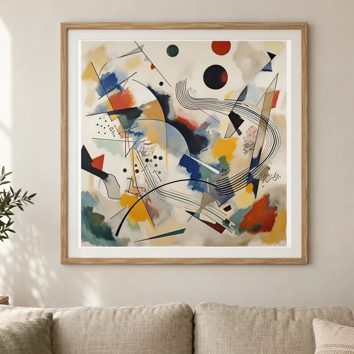 On White Ii By Wassily Kandinsky shown in a styled interior