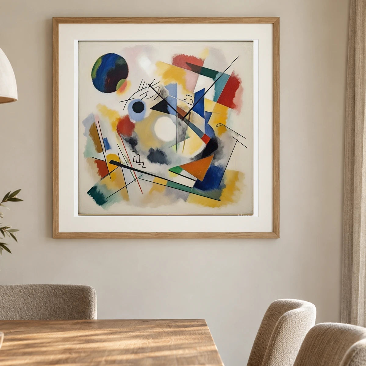 On White Ii By Wassily Kandinsky III shown in a styled interior