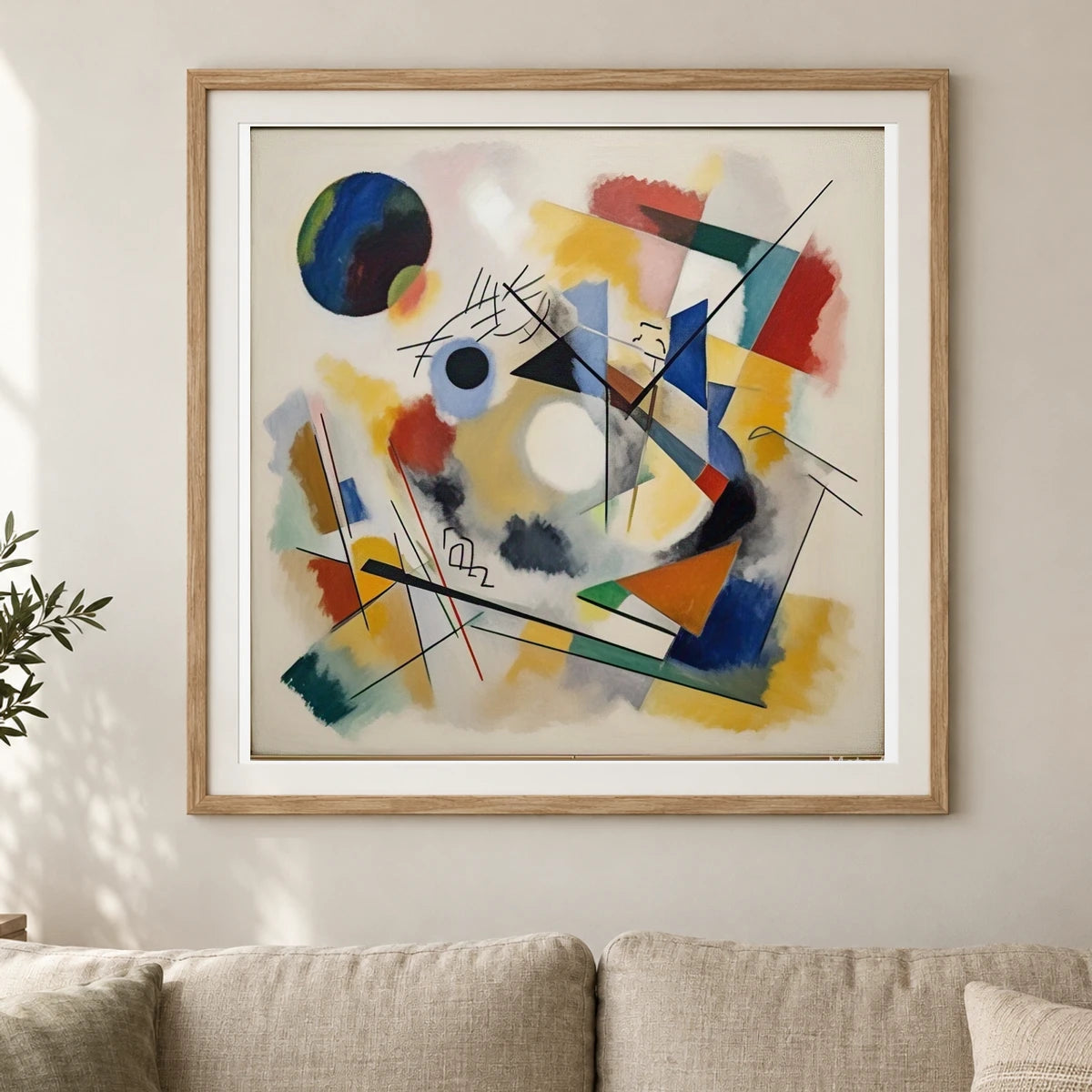 On White Ii By Wassily Kandinsky III shown in a styled interior