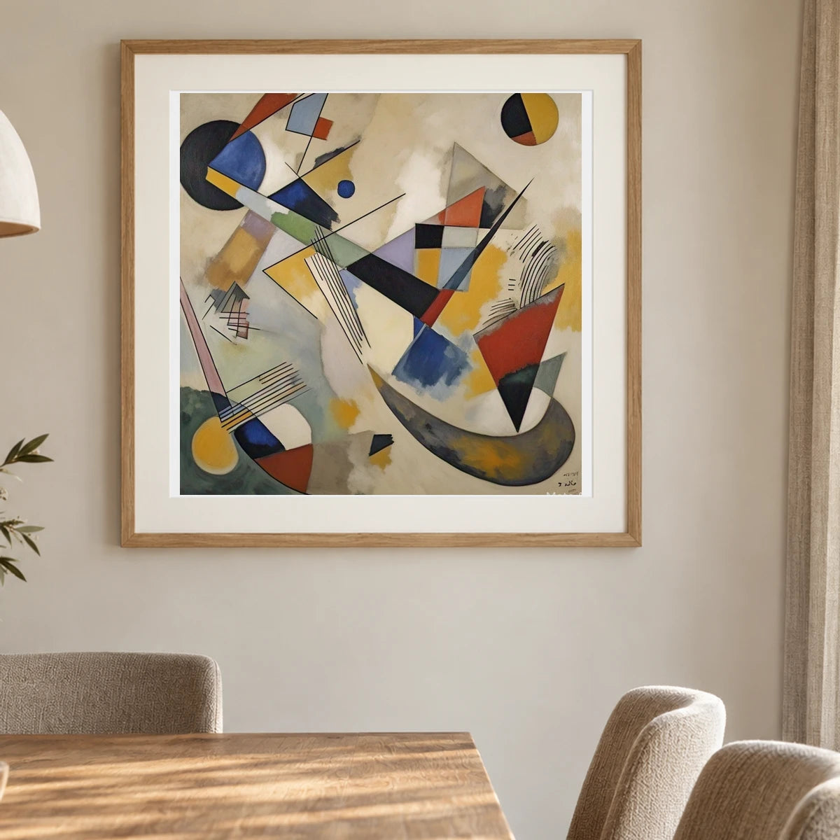 On White Ii By Wassily Kandinsky IV shown in a styled interior