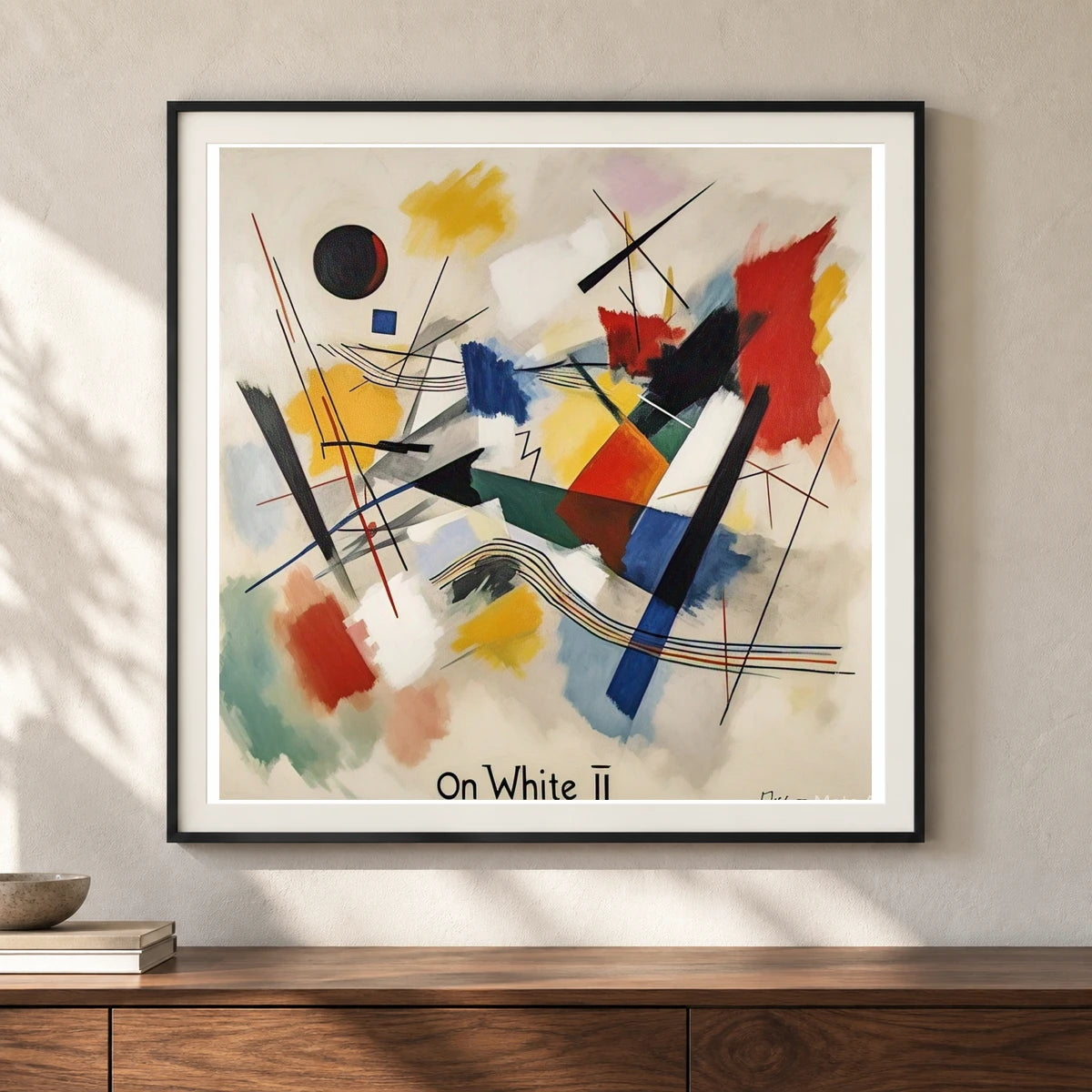 On White Ii By Wassily Kandinsky V shown in a styled interior