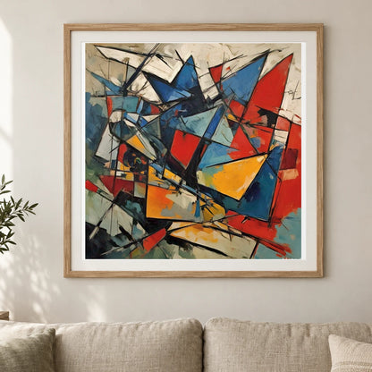 Shattered Prism Abstract Expressionist Painting With Large shown in a styled interior