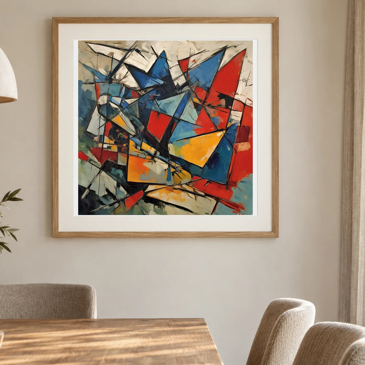 Shattered Prism Abstract Expressionist Painting With Large shown in a styled interior
