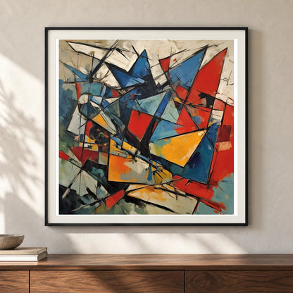 Shattered Prism Abstract Expressionist Painting With Large shown in a styled interior