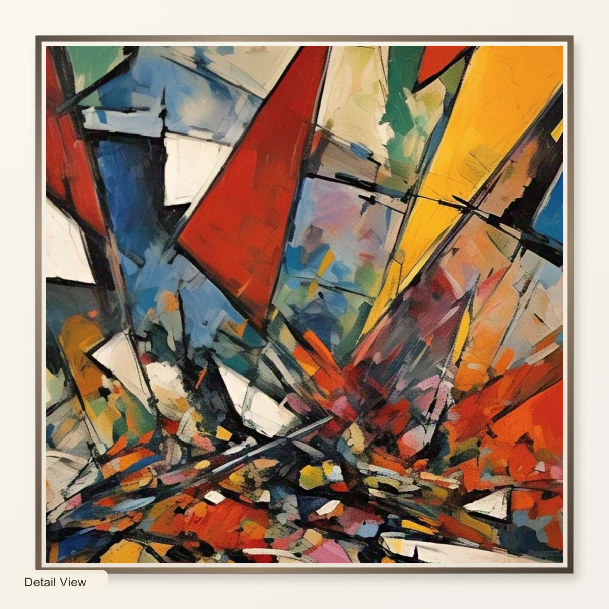 Shattered Prism Abstract Expressionist Painting With Large V artwork detail view