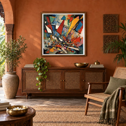 Shattered Prism Abstract Expressionist Painting With Large V abstract art print by SaamCrafts