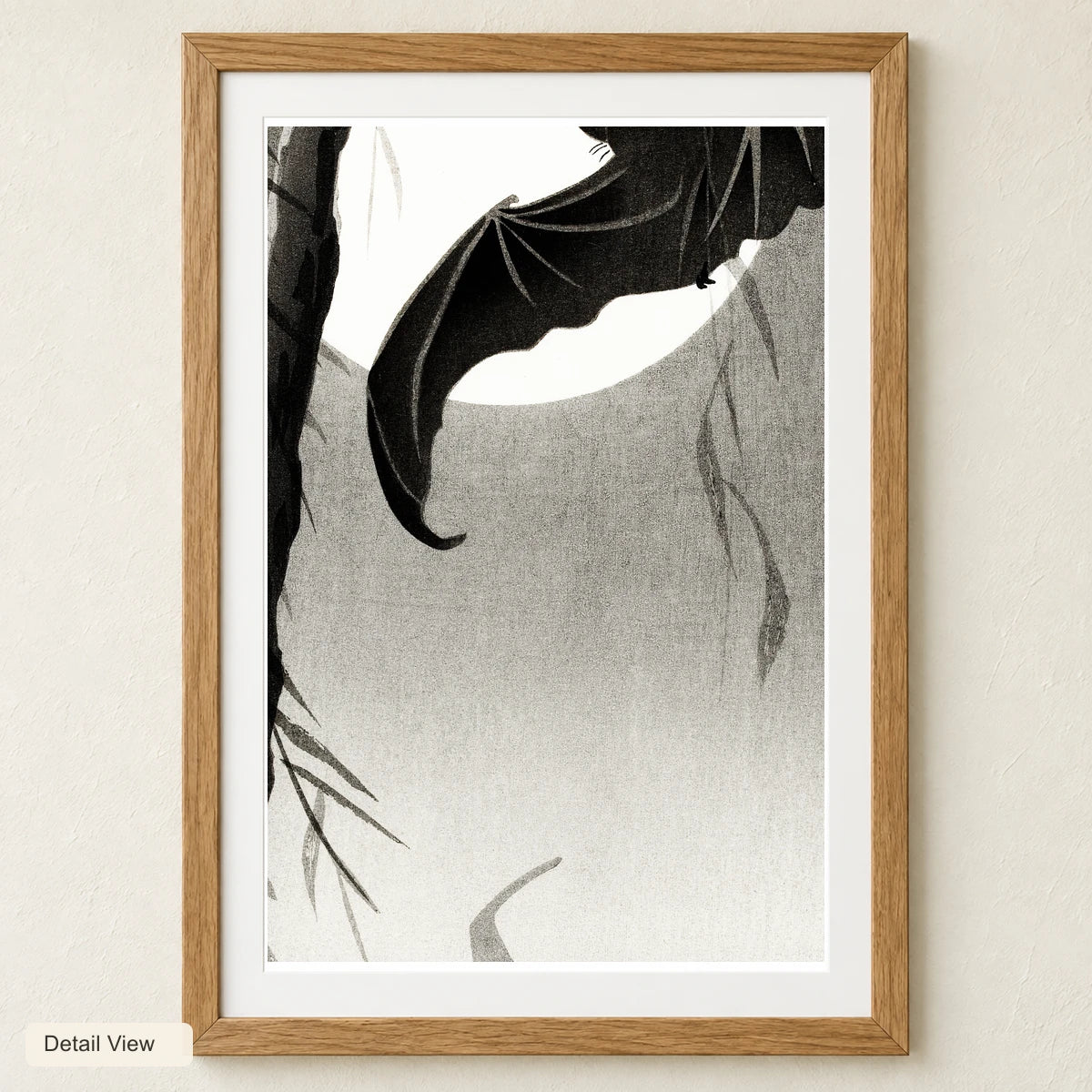 Bats Under The Full Moon (1900 1936) By Ohara Koson — Japanese Ukiyo-e artwork detail view