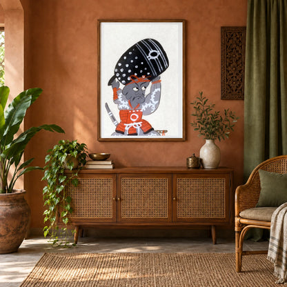 Benkei With Temple Bell (19th Century) — Japanese Ukiyo-e shown in a styled interior