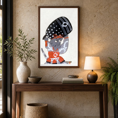 Benkei With Temple Bell (19th Century) — Japanese Ukiyo-e shown in a styled interior